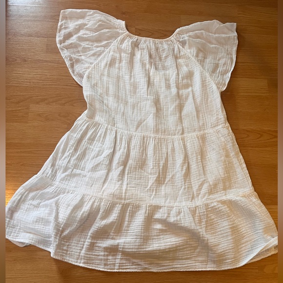 Velvet by Graham & Spencer Anthro white tiered gauze mini dress med cotton USA - Picture 8 of 8